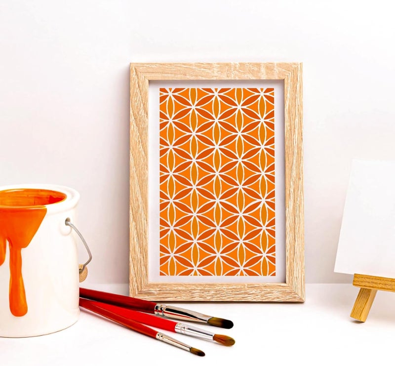 Resflyar 16 PCS 6 Inch Checks Diamond Stencils, Brick Mermaid Scale Reusable Plastic Paint Templates for Painting on Wood, Geometric Star Shape Stencils for Furniture Fabric Wall DIY Crafts Decorations - Image 5